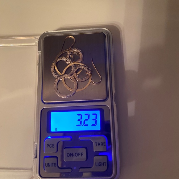 14KT & STERLING CIRCLE EARRINGS 3/4" LONG 1" WIDE SUN VALLEY JEWELRY 3.22 GRAMS - Picture 4 of 4